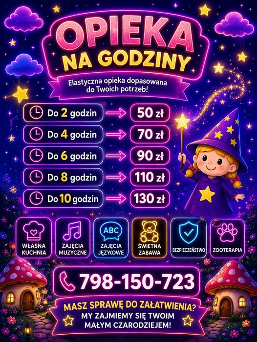 Cennik opieki na godziny Akademia ZUZU
